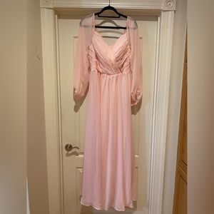 Long Sleeve Bridesmaids Dress.  Baby Pink. Never Worn.  Size 14.